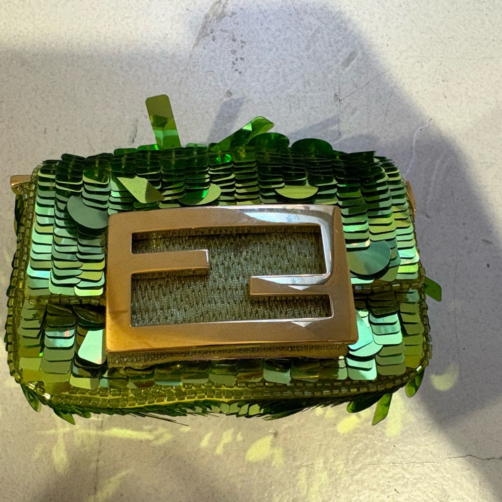 Fendi Green Sequin Nano Baguette - Picture 3 of 6